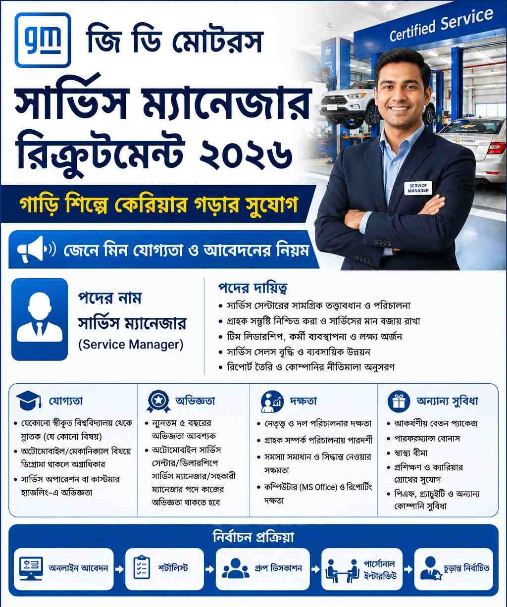 G.D. Motors Service Manager Recruitment 2026